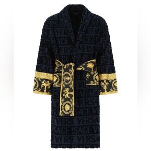 Versace Black Robe with Gold Detailing